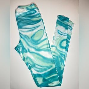 Marbled Turquoise/green footed leggings